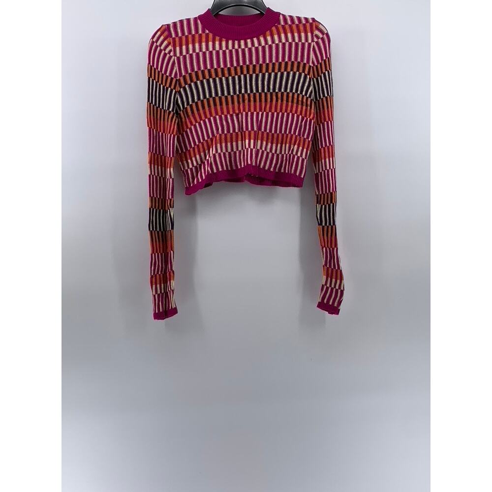 Striped Pink and Black Women's Crop Top